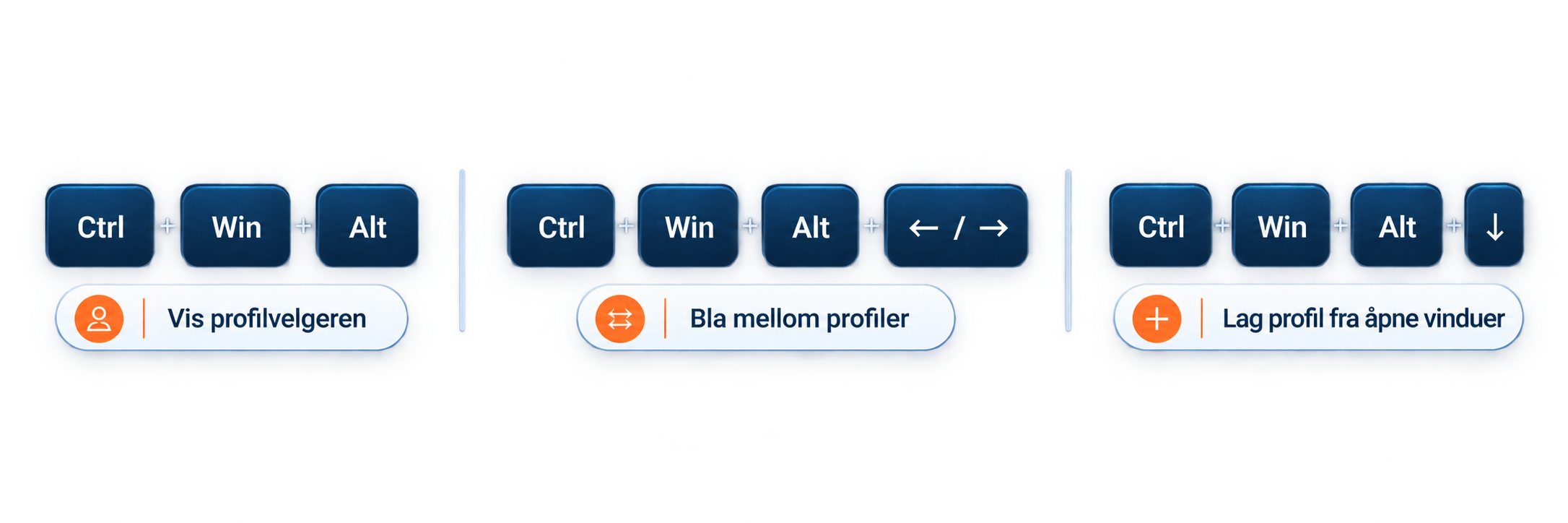 Keyboard shortcuts for the profile chooser and profiles in Sevja Easy Zones